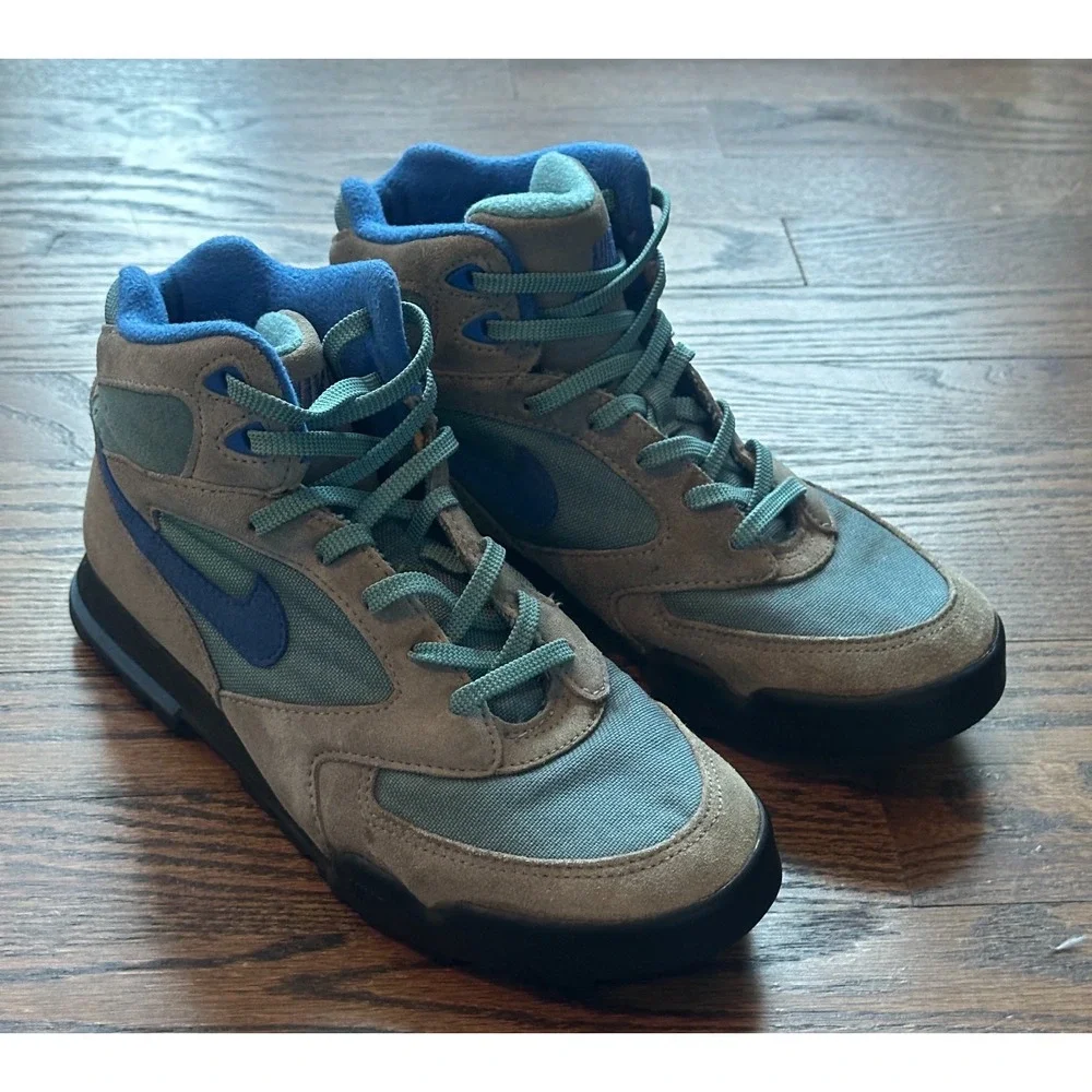 Nike ACG Caldera Vintage Womens Suede Boots Blue Grey Hiking 920305-SE 7.5